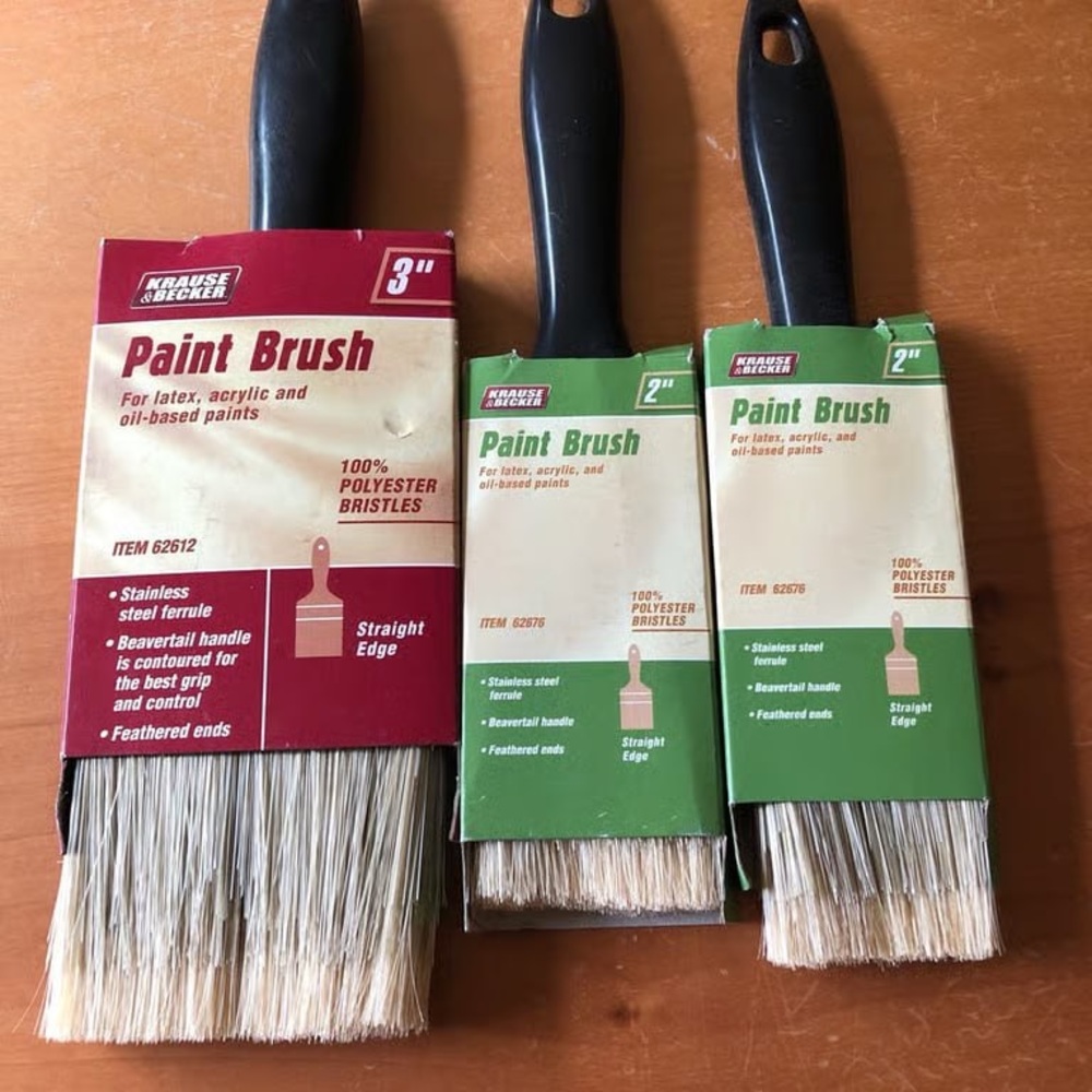 Krause & Becker Paint Brushes Trio — Black Handles with Natural Bristles